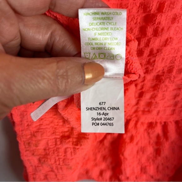 LILLY PULITZER Bright Coral Pink Camisole Tank Top Sunray Seersucker Size Medium - Picture 9 of 9